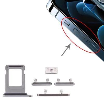 Productafbeelding van Sim-kaart houder en aan/uit- en volumeknop voor de Apple iPhone 12 Pro, grijs