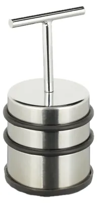 Immagine prodotto di 4 fermaporta con maniglia, per porte e finestre, alti, rotondi, per interni, in gomma, con battente in acciaio inossidabile, ∅ 7 cm, argento