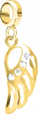 Productafbeelding van Gouden bedel met vleugels, engelenvleugels, zirkonia's, zilver 925