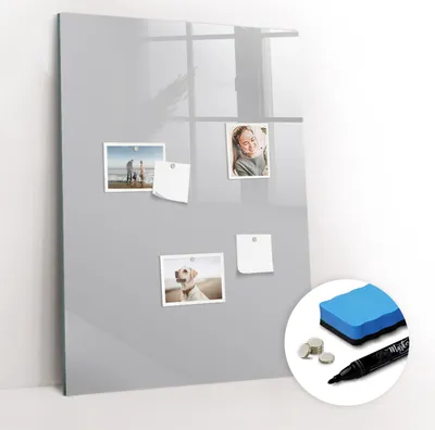 Produktbild von Magnetpinnwand Memoboard - Zubehörsatz - Schwarzer Marker + Schwamm + Magnete - 70 x 100 cm - Hellgraue Farbe