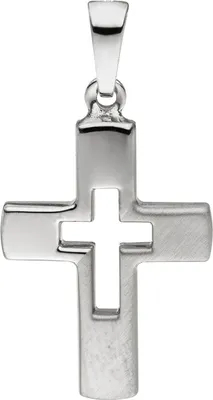 Produktbild von JOBO Anhänger Kreuz 925 Sterling Silber teil matt Kreuzanhänger Silberkreuz