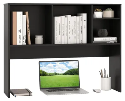 Immagine prodotto di Scaffale da scrivania con 4 ripiani aperti, organizer per piano di lavoro, scaffale aggiuntivo per studio e ufficio, 94 x 25 x 73 cm, nero