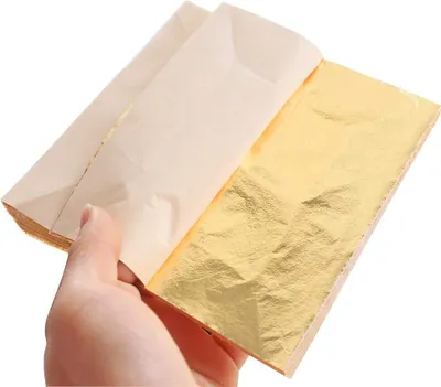 Produktbild von 100 Blatt Blattgold Imitation für Kunstprojekt Handwerk Dekoration (14x14cm)