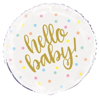 Produktbild von 18"/Ø45cm Folienballon "Hello Baby" | Gold