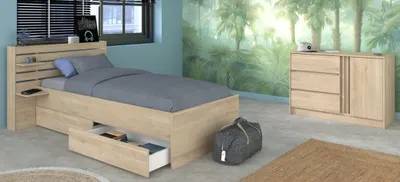 Produktbild von Kinder- und Jugendzimmer "Escale11" in Eiche japanisch Bett 90 x 200 cm