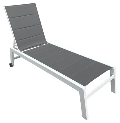 Produktbild von Sonnenliege BARBADOS aus grauem Textilene - Weißaluminium
