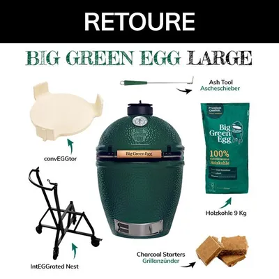 Produktbild von Big Green Egg Keramikgrill Starterset Large mit 9 Kg Holzkohle Art.Nr. ALHD3 RETOURE