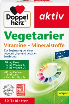 Produktbild von Doppelherz | Aktiv Vegetarier Vitamine + Mineralstoffe | 30 Tabletten