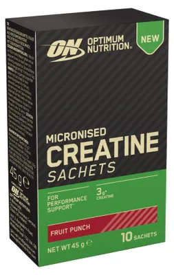 Produktbild von Optimum Nutrition Micronised Creatine Sachets - flavoured (10) Fruit Punch - Kreatin - Kreatin-Monohydrat