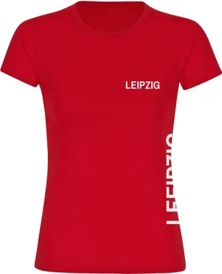 Produktbild von multifanshop Damen T-Shirt - Leipzig - Brust & Seite, rot, Größe S