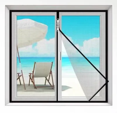 Produktbild von Fliegengitter für Fenster - Insektenschutznetz - Klettverschluss - Ohne Bohren - 100 x 140 cm - Schwarz