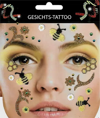 Produktbild von Gesichtstattoo Biene Hummel Tattoo Karneval Fasching Hautaufkleber Sticker