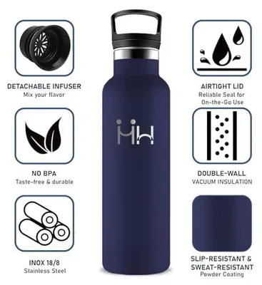 Produktbild von Mujigaga Edelstahl Trinkflasche 0.75L, Auslaufsicher, Thermosflasche, BPA-frei