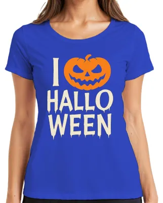 Productafbeelding van Halloween, pompoen, griezelig, spookachtige party, kostuum, kinderen, vintage, dames T-shirt, blauw, 3XL