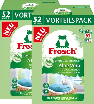 Produktbild von Frosch sensitiv Waschpulver Aloe Vera 3,43kg - Hohe Waschkraft (2er Pack)