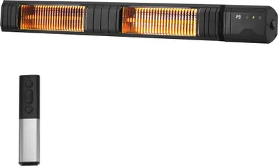 Image de Chauffage radiant infrarouge 3000 W avec télécommande et minuterie - IP65 résistant aux intempéries - Chaleur efficace pour l'intérieur et l'extérieur