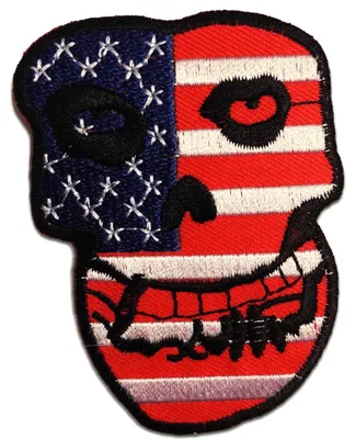 Obrázek produktu pro Usa skull biker skeleton - nášivka, nažehlovací nášivka, nažehlovací aplikace, nášivky, nažehlovací, velikost: 6,5 x 8,5 cm