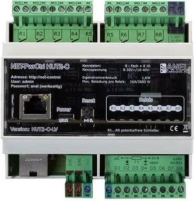 Produktbild von 8-fach Ethernet-Relais, Internetsteuerung, 16A, Hutschiene