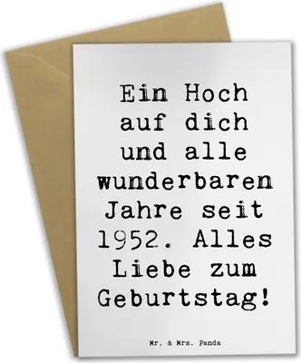 Produktbild von Mr. & Mrs. Panda babykarte Spruch 1952 Geburtstag - Weiß - Geschenk, Alter, einladungskarten, alles Liebe zum, Jahrgangsfeier, Geburtstagsgeschenk, Grußkarten, osterkarte