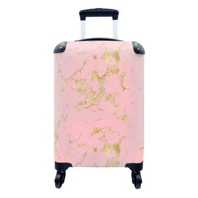 Produktbild von MuchoWow® Koffer Handgepäck Trolley Rollkoffer Kleine Reisekoffer mit 4 Rollen - Gold - Glitzer - Marmor - Rosa - Cabin Size < 55x40x23 cm & 55x40x20 cm - Fotokoffer - Kabinenkoffer - Boardgepäck - Reise-Box - Reisekoffer - Reisegepäck - Koffer mit Bild - Trolley für Kinder