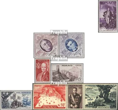 Produktbild von Briefmarken Monaco 1956 Mi 527-532,533-535 Dreierstreifen (kompl.Ausg.) postfrisch FIPEX