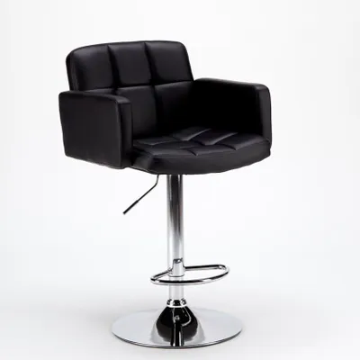 Image de Tabouret de bar en similicuir Oakland avec accoudoirs pour le bar et la cuisine - noir