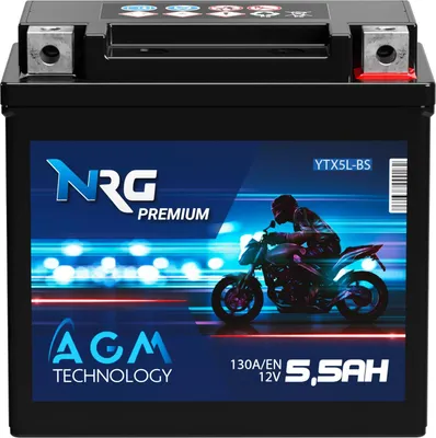 Produktbild von NRG AGM Motorradbatterie YTX5L-BS 5,5Ah 12V