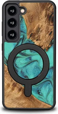 Produktbild von Holzhülle Bewood Unique - Turquoise für MagSafe für Galaxy S23
