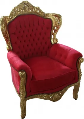 Produktbild von Casa Padrino Barock Sessel King Rot / Gold Mod2 - Möbel im Antikstil