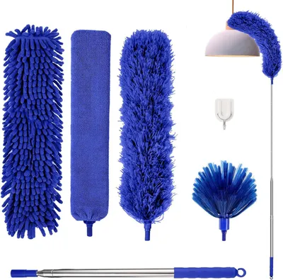 Produktbild von Staubwischer Set - Plumeau Teleskop - Hochflächenreinigung - verstellbar und biegend - Bis zu 213 cm - Blau