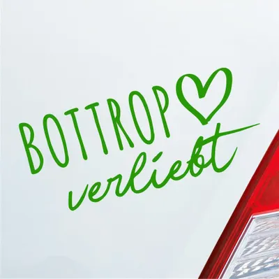 Produktbild von Auto Aufkleber Bottrop verliebt Herz Stadt Heimat Liebe Car 19x9 cm Hellgrün Sticker Heckscheibenaufkleber