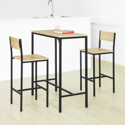 Produktbild von SoBuy OGT03-L-N Bartisch Set 3-teilig Esstisch Bistrotisch Balkonmöbel Bistromöbe