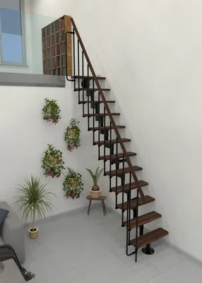 Produktbild von Minka Mittelholmtreppe Joker 35 - 304cm Geschosshöhe Walnuss Schwarz