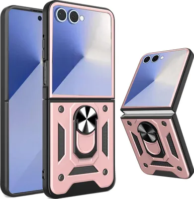 Produktbild von Outdoor Panzer Hülle für Samsung Galaxy Z Flip 7 mit Kameraschutz Ringhalter in Rosegold