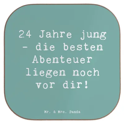 Produktbild von Mr. & Mrs. Panda Flaschenuntersetzer Spruch 24. Geburtstag - Meeresbrise - Geschenk, Freundschaft, Geburtstagsgeschenk, gläseruntersetzer, 24 Jahre jung, Handarbeit