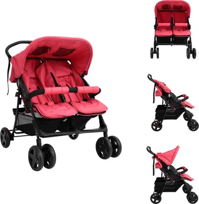 Produktbild von vidaXL Zwillingskinderwagen Rot Stahl -  Kinderwagen