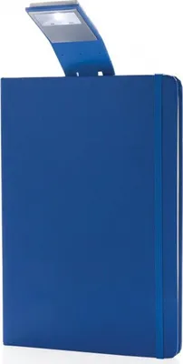 Produktbild von Notizbuch Blau A5 mit LED Lesezeichen Leselampe Tagebuch mit Gummiband Hardcover Notizblock 160 cremeweiße Seiten Liniert