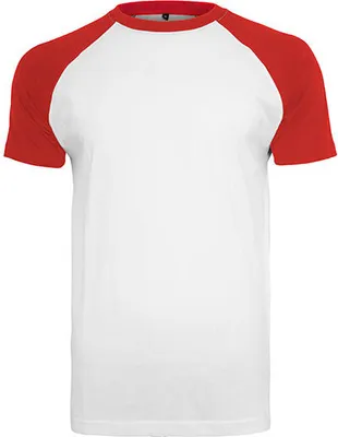 Immagine prodotto di Build Your Brand BY007 | Maglietta Raglan a contrasto da uomo - Colore: Bianco/Rosso - Taglia: XXL