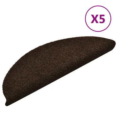 Zdjęcie produktu dla vidaXL Maty pod stopnie samoprzylepne 5 szt. 56x17x3 cm brązowe półokrągłe