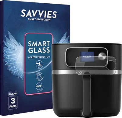 Produktbild von 3x Savvies Schutzglas Folie für Philips Airfryer HD9880/90 9H Panzer Schutzfolie Glas Displayschutz klar transparent