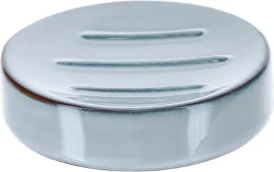 Image de TENDANCE | Porte-savon - Porte-savon - Porte-savon - en grès - 10x10x3cm - bleu - Salle de bain Décoration moderne