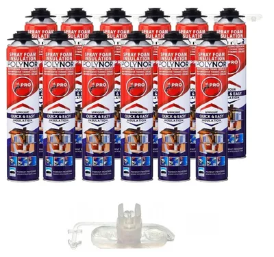 Produktbild von POLYNOR PUR-Wärmedämmung in der Dose PRO - Set mit Düsen - 12 Schaumstoffe - Sprühbare Wärmedämmung - Dämmung von Wänden, Dächern, Decken, Rohren - Aerosol 750 ml