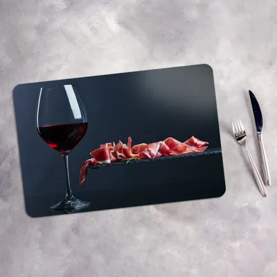 Produktbild von Tischset 4x45x30 cm Platzset Tischmatte Platzmatte Untersetzer - Jamon mit Rotwein