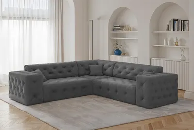 Produktbild von Ecksofa Designersofa CHANTAL in Stoff Moly Anthrazit Seite Universal