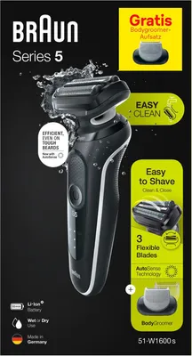 Produktbild von BRAUN Series 5 51-W1600s Elektrorasierer mit Bodygroomer, Farbe:Schwarz