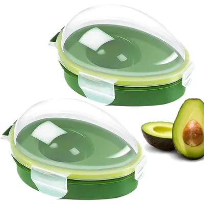 Avocado-Aufbewahrungsbox, 2er-Set, wiederverwendbar, luftdicht, grün