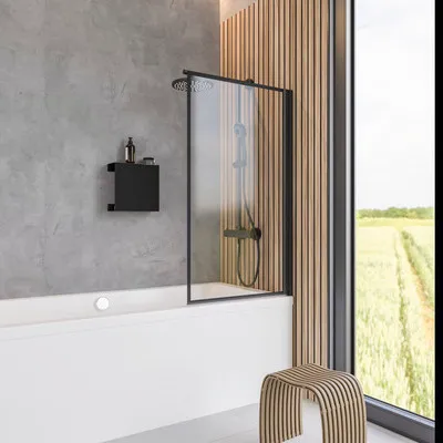Produktbild von SCHULTE Badewannenaufsatz 1-teilig Komfort ExpressPlus 80 x 140 cm Klarglas Profilfarbe schwarz EP1650 68 130