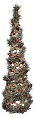 Produktbild von Clayre & Eef Weihnachtsdekoration mit LED-Beleuchtung Weihnachtsbaum Ø 20x61 cm Grün Rattan