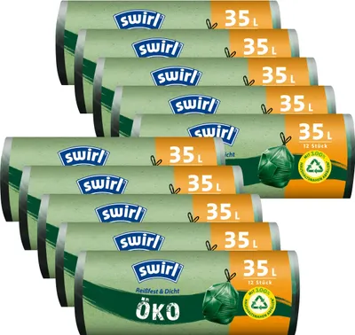 Produktbild von Swirl Öko Müllbeutel 35L 12 stk./ Rolle mit Zugband (10er Pack)