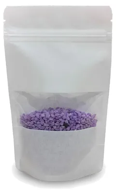 Produktbild von 1000x Standbodenbeutel Kraftpapier weiß mit Fenster 110x185x65mm 250ml
